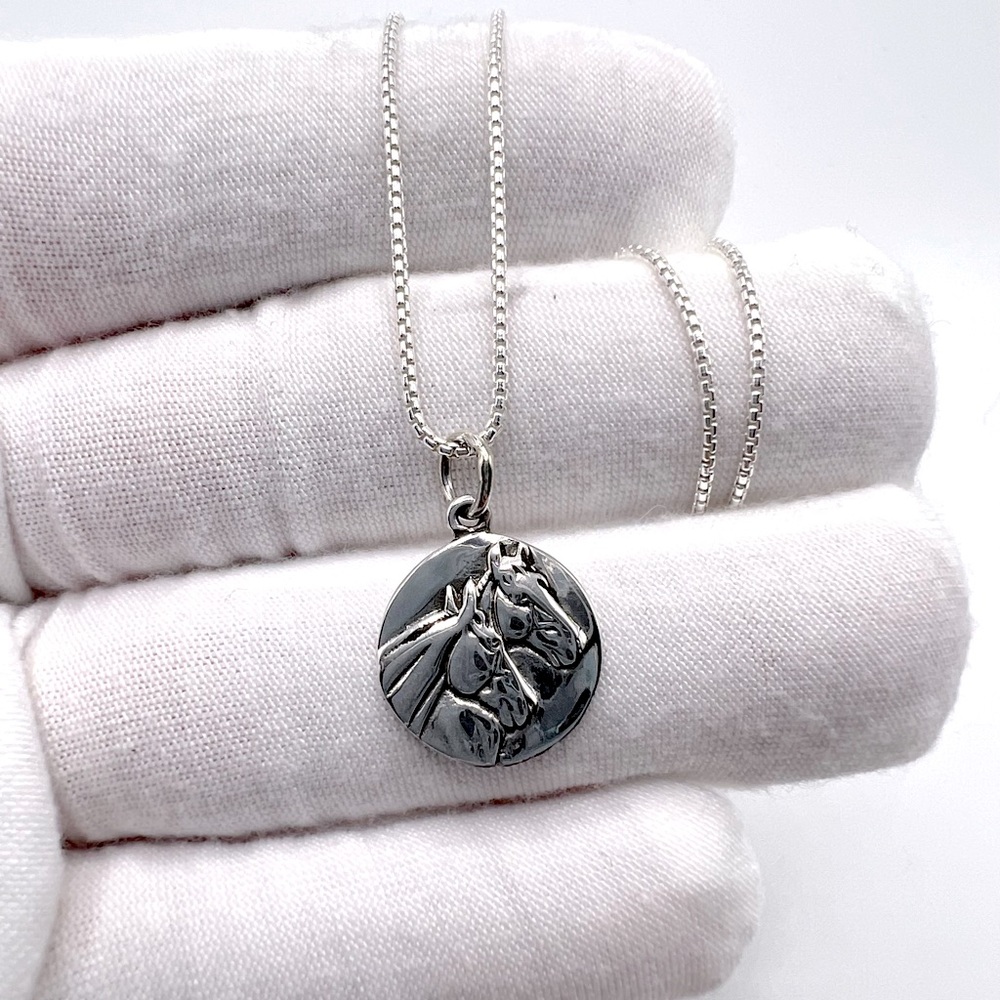 Sterling Silver Two Horses Necklace